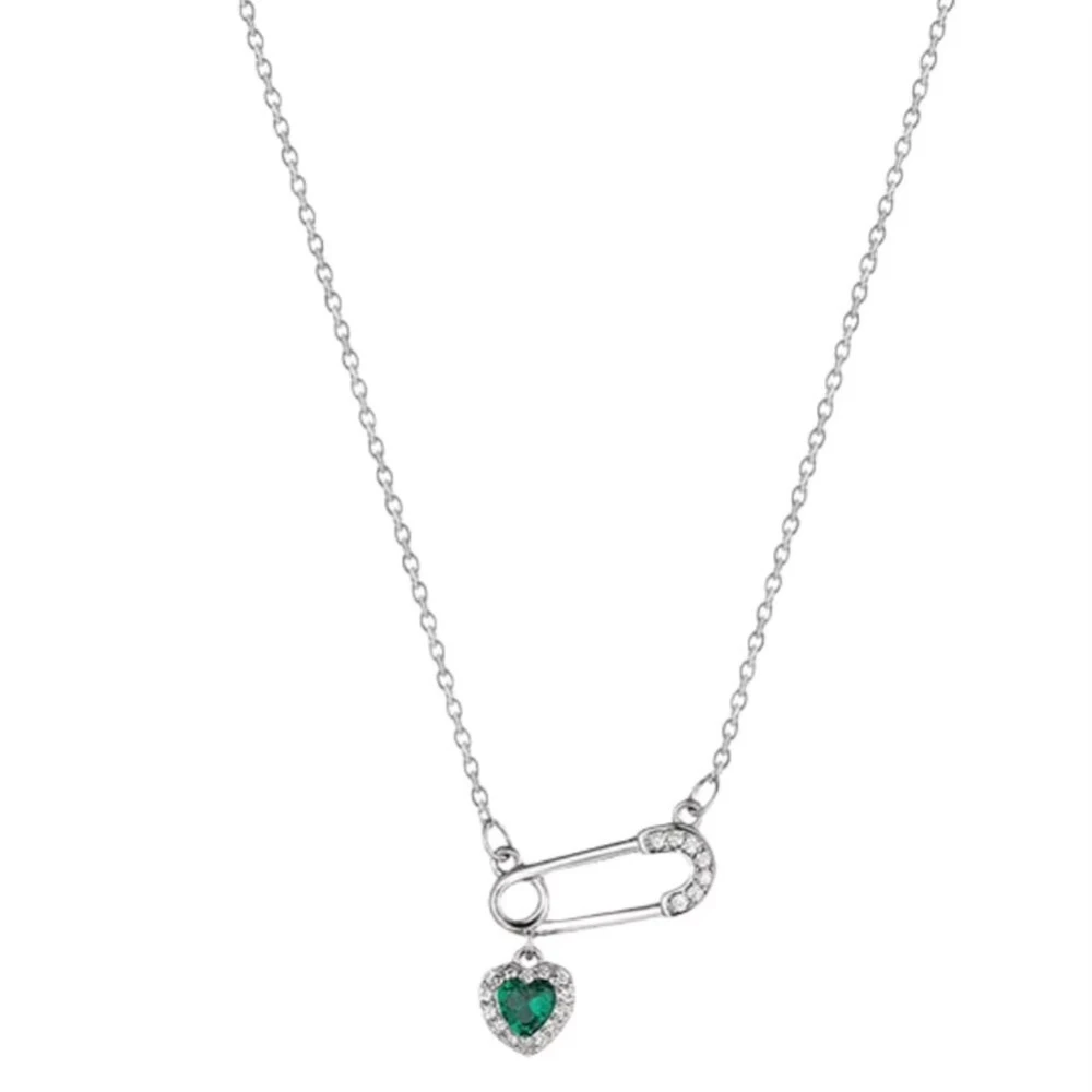 New Love Pendant Pin Necklace Safety Needle Clip Necklace Zircon Hollow Choker Women 10 S68a16f5744504a7e891efceeb80f9914P