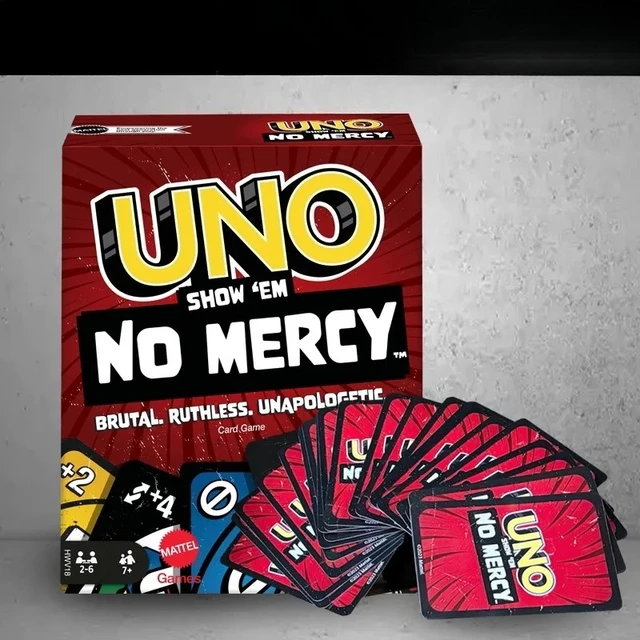 100% الأصلي ماتيل UNO Show 'Em No Mercy لعبة ببطاقات ورقية العلامة التجارية الأصلية,هدايا عيد الميلاد,ألعاب الطاولة,الأطراف العائلية السفر 1