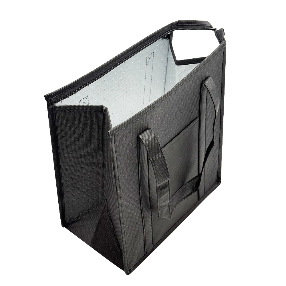 1pc Thermal Insulated Cooler Bag Textured Non-Woven Fabric with Front Pocket and Zipper... - SKU TICB1010 - UGI Packaging