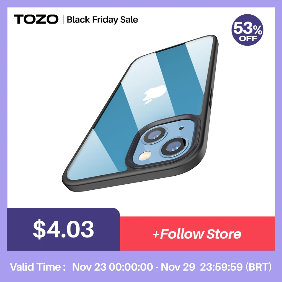 

TOZO Compatible for iPhone 13 12 Pro Max Mini Case 6.7 Inch Hybrid PC+TPU Soft Grip Matte Finish Clear Back Panel Thin Cover