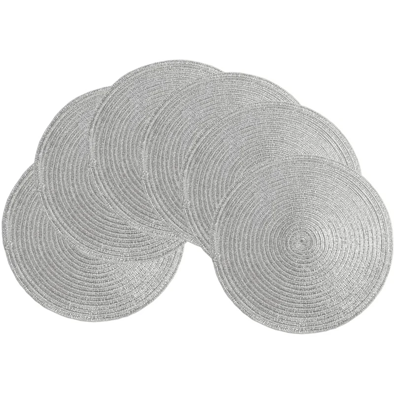 36Cm Round Placemats Set Of 6 Decorative Placemats Glitter For Holiday
