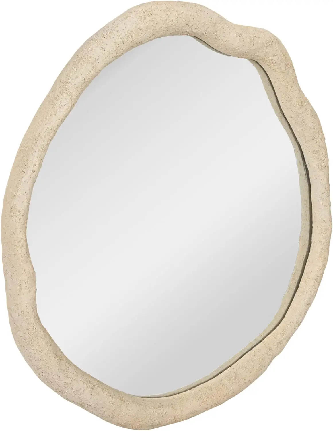 

25 Inches Polyresin Framed Organic Shaped, Cream Mirror