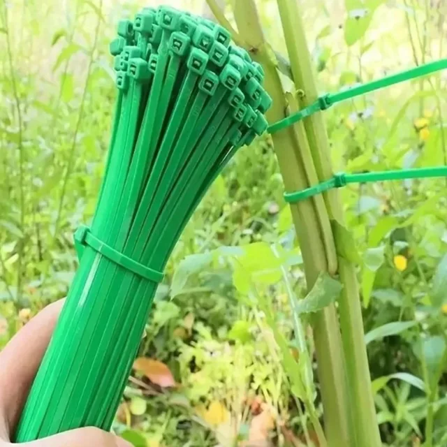 300/50PCS Plants Fixed Ties Multifunctional Green Nylon Cable Ties Self-locking Heavy Duty Fastening Ring Sealing Wraps Strap 3