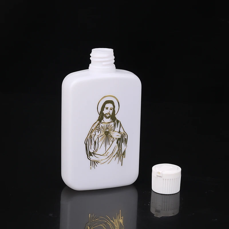 100ml Holy Water Empty Containers Gold Cross Holy Water Bottles Screw Lid Plastic Container