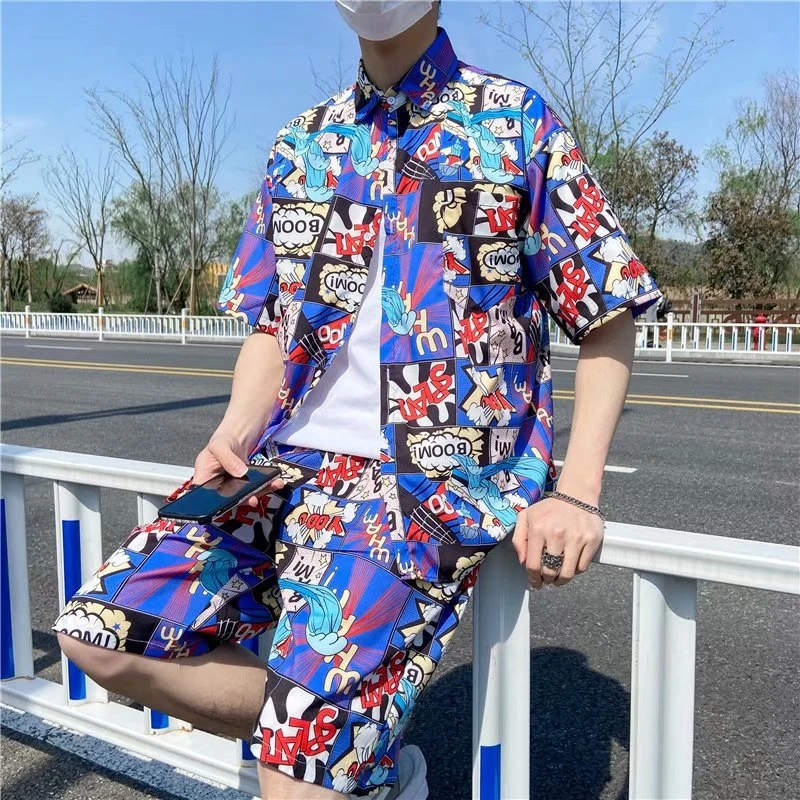 suit with hawaiian shirt