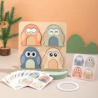 Owl Tangram Montessori Puzzles Toys Face Change Expression Shape Matching Games Intelligence Educational Wooden Toys for Kids 1