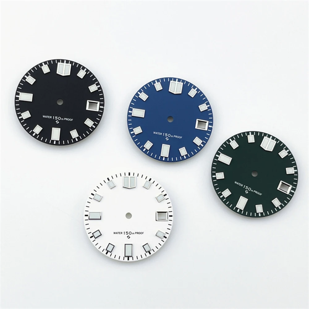 Cadran Montre 28.5mm Vert Lumineux + Aiguilles - Pour Mouvement NH35/NH36 - Neuf