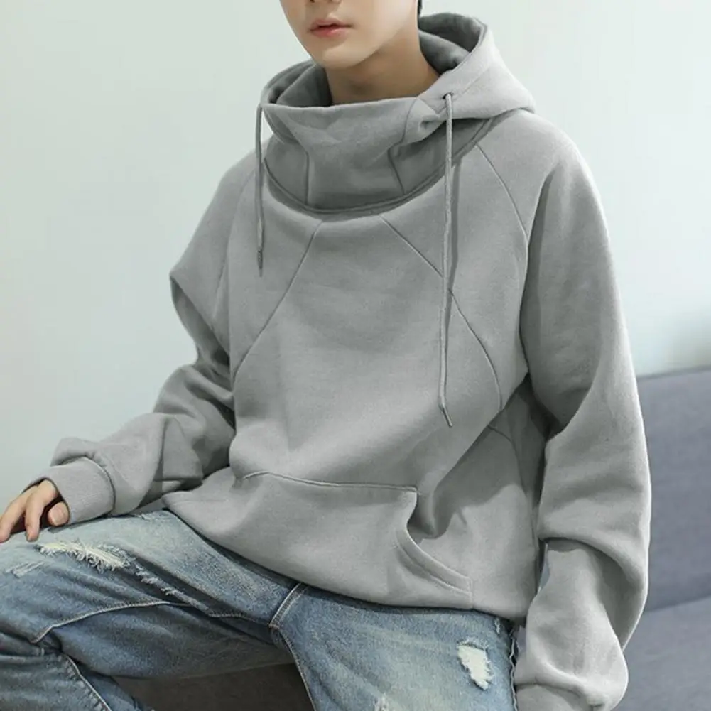 

Hooded Casual Sweatshirt Men's Casual Drawstring Hoodie with Patch Pocket Loose Fit Long Sleeve Pullover Elastic Cuff for Fall