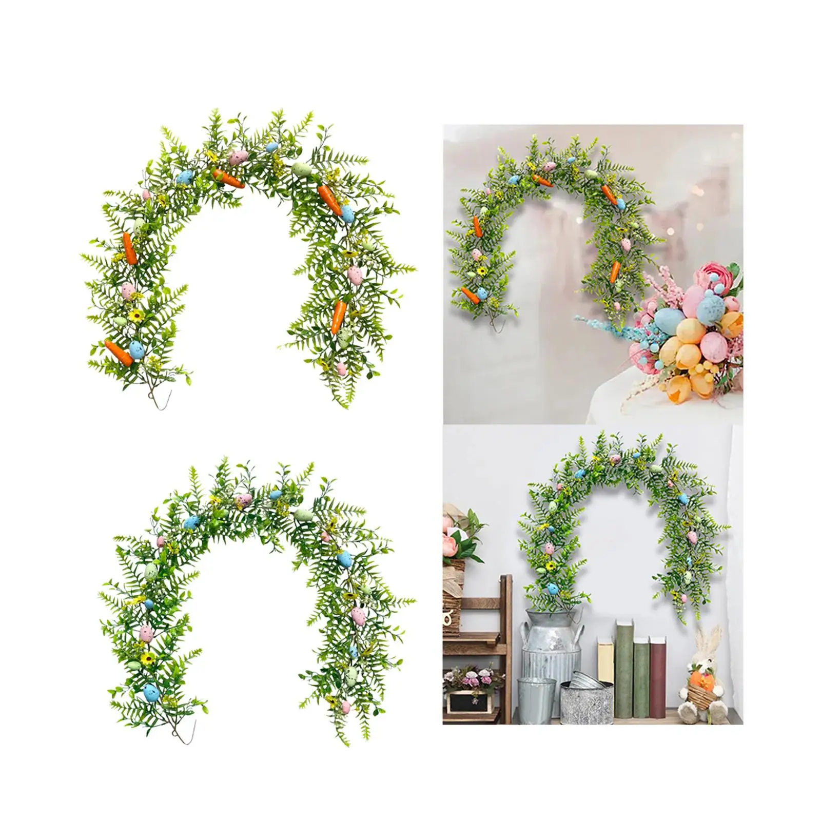 Easter Garland Green Leaves Flower Garland Spring Floral Garland Easter Decor for Party Holiday Patio Indoor Outdoor Celebration