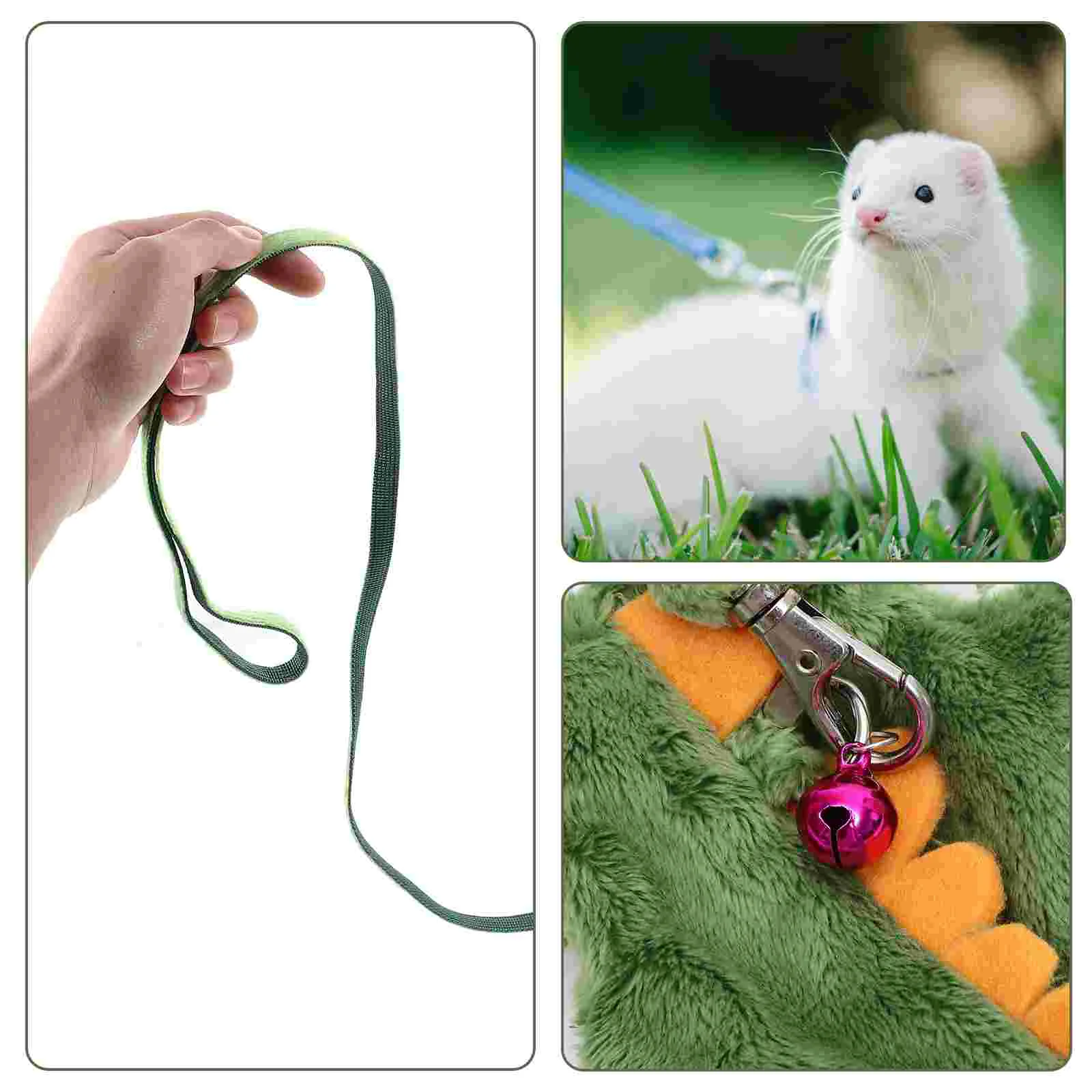 Green Dinosaur Cartoon Pet Traction Rope Small Pets Harness Adjustable Ferret Leash Dragon Harness Kitten Cobayos Collars