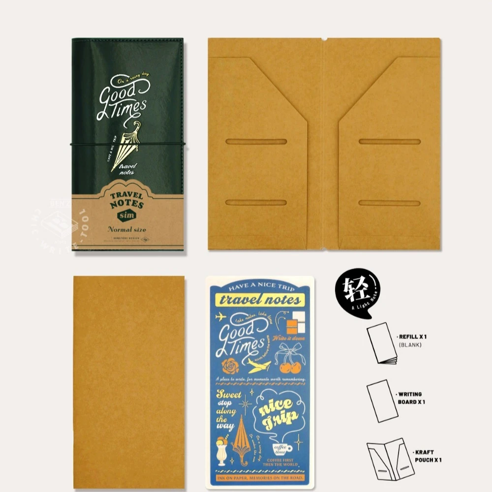 Ultra-Light Refillable PU Leather Travel Journal with Elastic Band