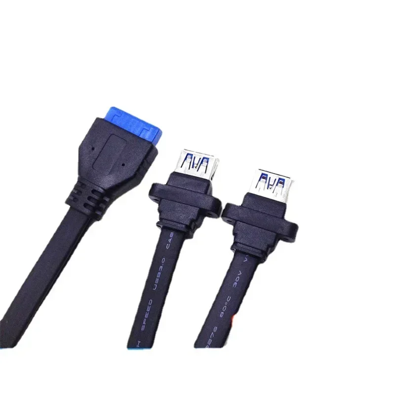 Dual Usb 3.0 Feminino para 20 Pin Header Motherboard Adaptador Cabo de Extensão Painel Usb Parafuso Mount Motherboard Flat Cabo Cord - Imagem 2