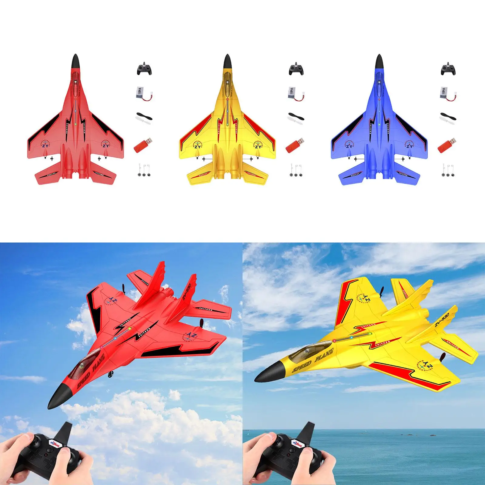 EPP Remote Control Airplane with Colorful Lights Anti Collision Easy to Control 2.4G Drone for Adults Kids Beginner Girls Boys