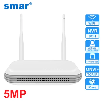 Smar 감시 카메라용 무선 네트워크 비디오 녹음기, 와이파이 미니 NVR H.265, 3MP, 5MP, 2.5 인치 SSD TF 카드, Solt XMEye 앱, 8CH