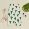 Summer Infant Baby Girl Boy Sleeveless Romper Casual Cactus Print Top Jumpsuit Pockets Overalls Clothes 3