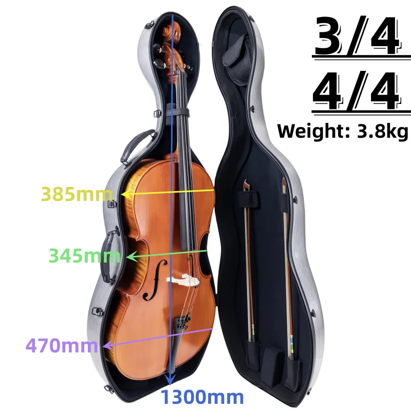 Cello Light Carbon fiber Case box Hard Shell Storage Protect cello backpack 4/4 3/4
