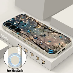 Luminous Butterfly Magnetic Shockproof Phone Case - TPU Cover - Galaxy S23 Ultra (A972 White)