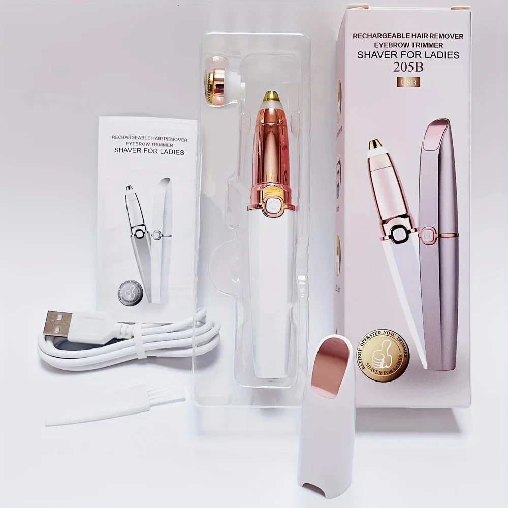 ماكينة حلاقة الوجه وتشذيب الحواجب 2 في 1، قابلة لإ...