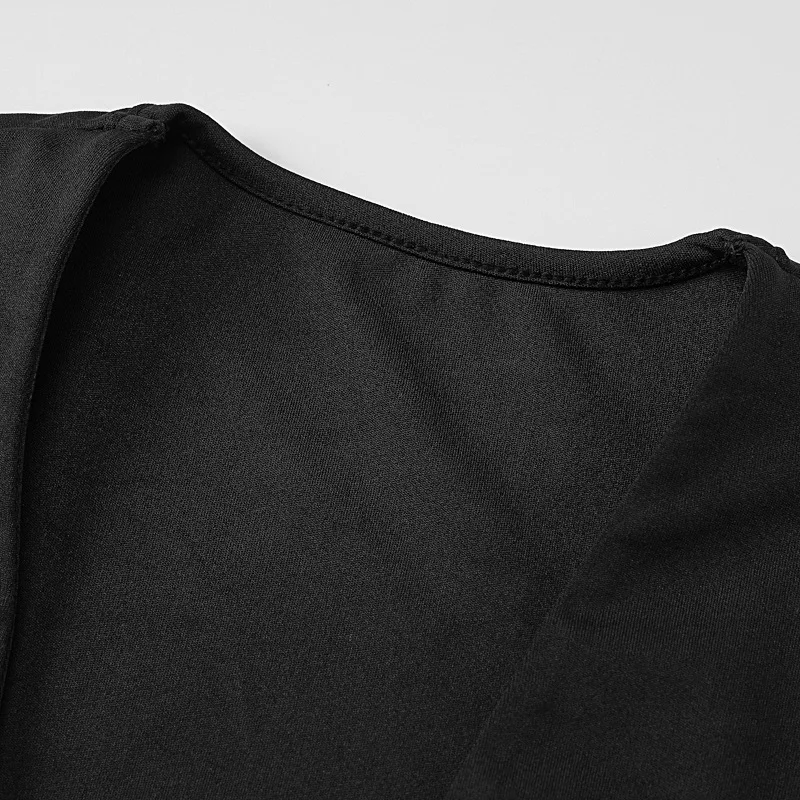 Black V-Neck Hollow Out Maxi Dress Women's Sexy Slim High Split Long Sleeve Party Dress Fashion See-Through Long Dress New