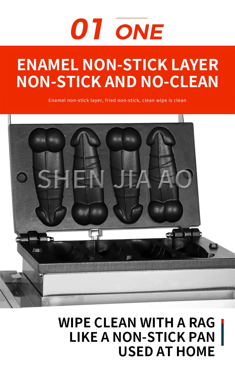 Description Picture 4 of itemCommercial Use A Piece of Gayke Penis Shape Waffle Maker Iron Stick Baking Machine Hot Dog Sausage Grill Baker Waffle Snacks
