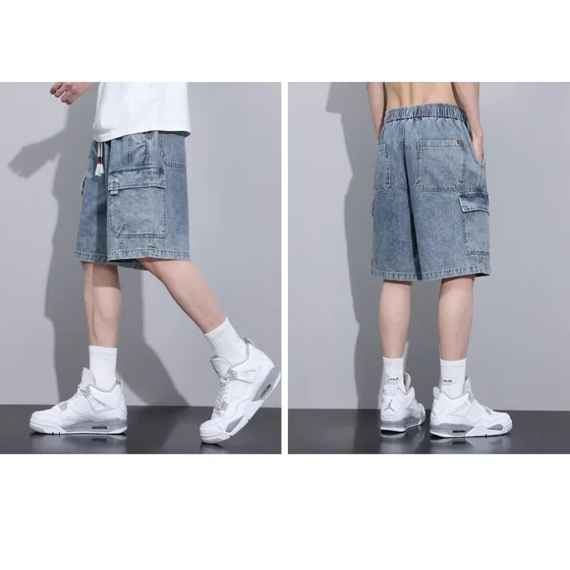 Workwear Denim Shorts, Summer Slim Fit, Loose Fit, Straight Leg New American Trendy Casual Capris