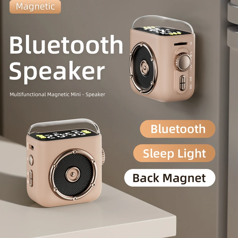 Bluetooth Retro LED Mini Speaker with Magnetic Back Clip - Portable Outdoor & Desktop Cartoon Music Gift
