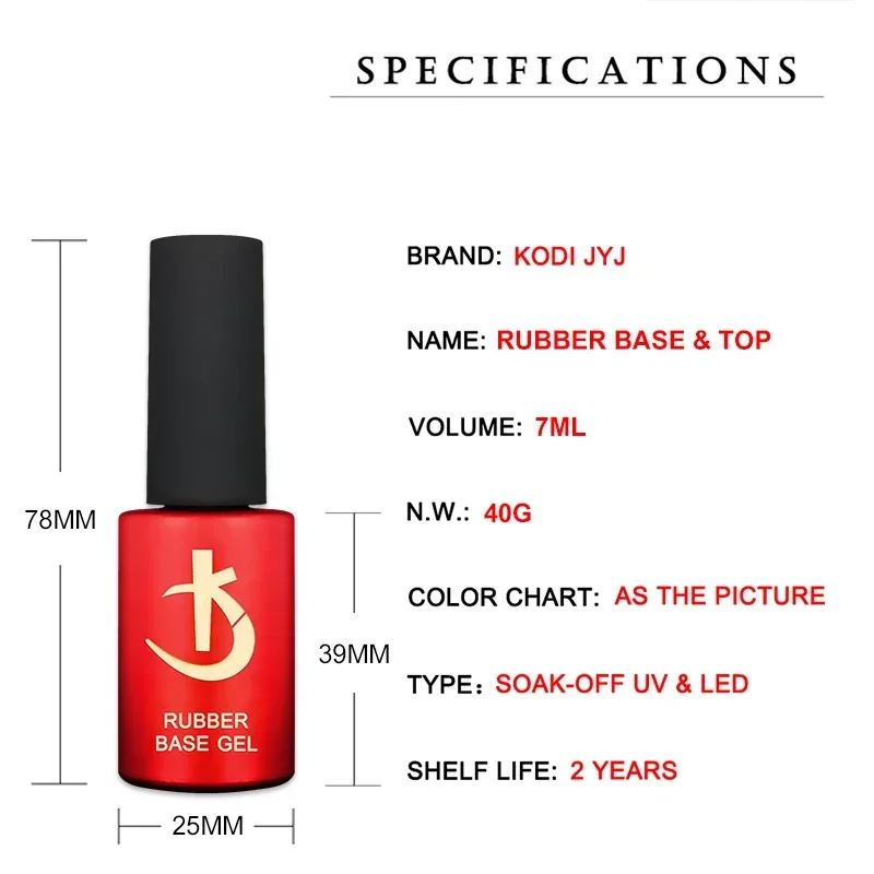KODI JYJ Latest Thick Nail Base Coat 7ml Gel Varnish for Nail Manicure Semipermanent Rubber Base and Top Gel Nail Polish Gellak 4