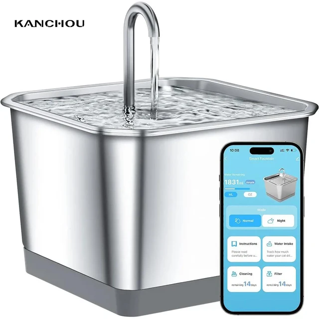 4.0L Stainless Steel Water Fountain For Cat With App Control Smart Automatic Intelligent Pets Water Dispenser Cats Dogs Products 1