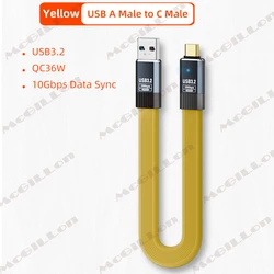 High - Speed USB A to Type C Cable with 36W Fast Charging and Data Transfer for 0.2M (Yellow)