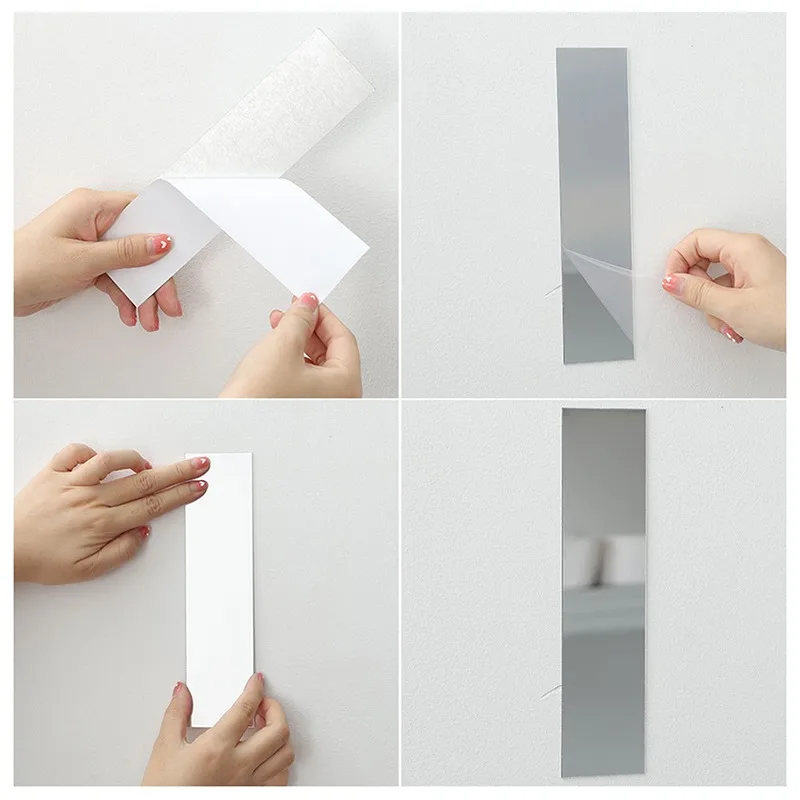 Description Picture 6 of item10pcs Rectangle line Mirror Stickers For Living room Home Decoration Simple Lines Bedroom TV Background Self Adhvise Stickers