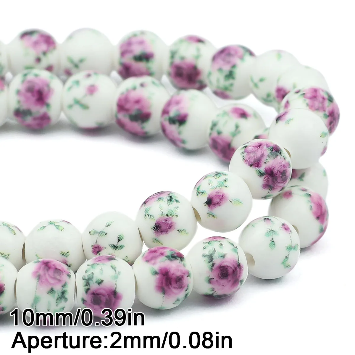 20pcs Multicolor Floral Oblate Ceramic Spacer Beads