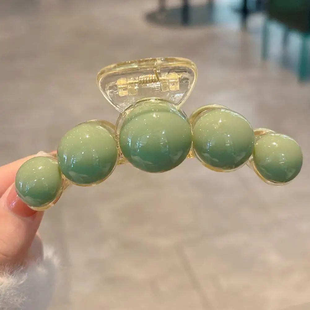 

Faux Pearl Deccor Hairpins Stylish Hair Grips with Faux Green Pearl Decor Strong Claw Anti-slip Transparent for Effortless