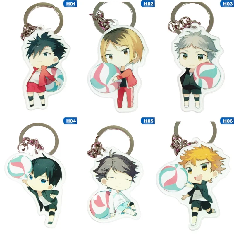 Anime Haikyuu Nekoma High School Volleyball Kozume Kenma Kiyoko Pendant Keychain Keyrings Portachiavi Kulcstarto