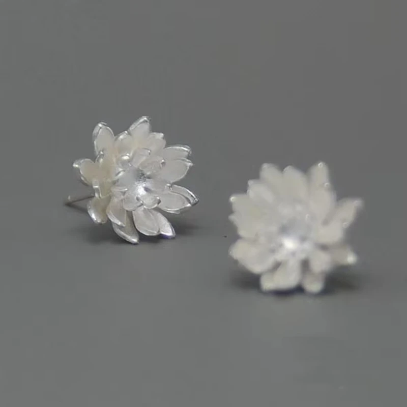 Echt 925 Sterling Silber lotus Ohrringe für Frauen Mädchen Geschenk Heiße Mode sterling-silber-schmuck Frauen Ohrringe