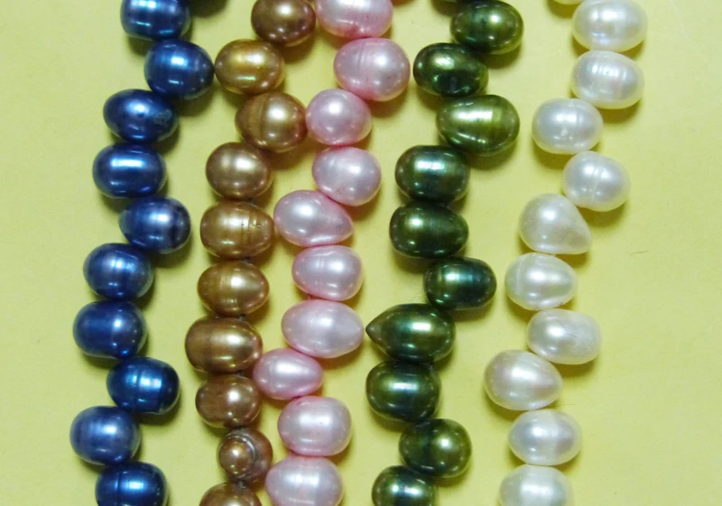 

5PCS Mixed color DANCING TEARDROP FRESHWATER PEARL BEADS 8-9MM 15"