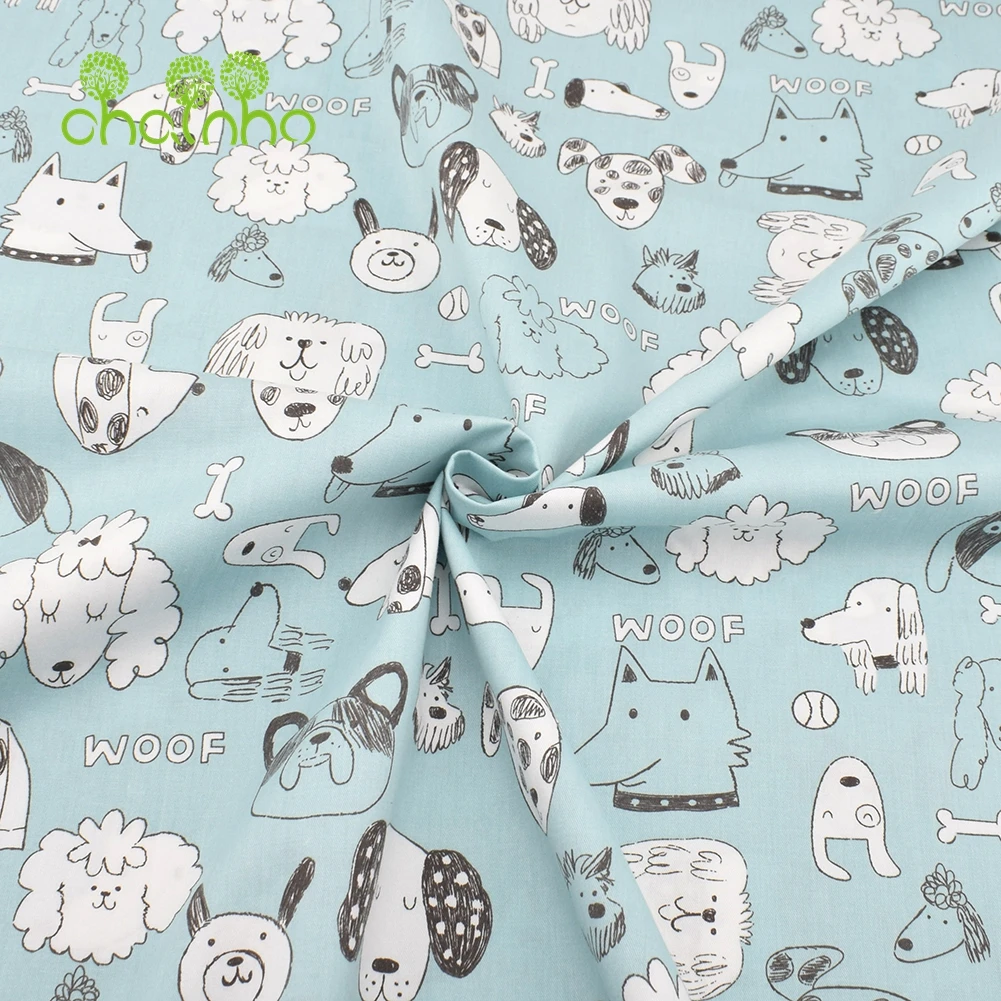 Chainho,Printed Twill Weave Cotton Fabric,DIY Sewing Quilting Material,Patchwork Cloth,Cartoon Series,2 Specification,CC181