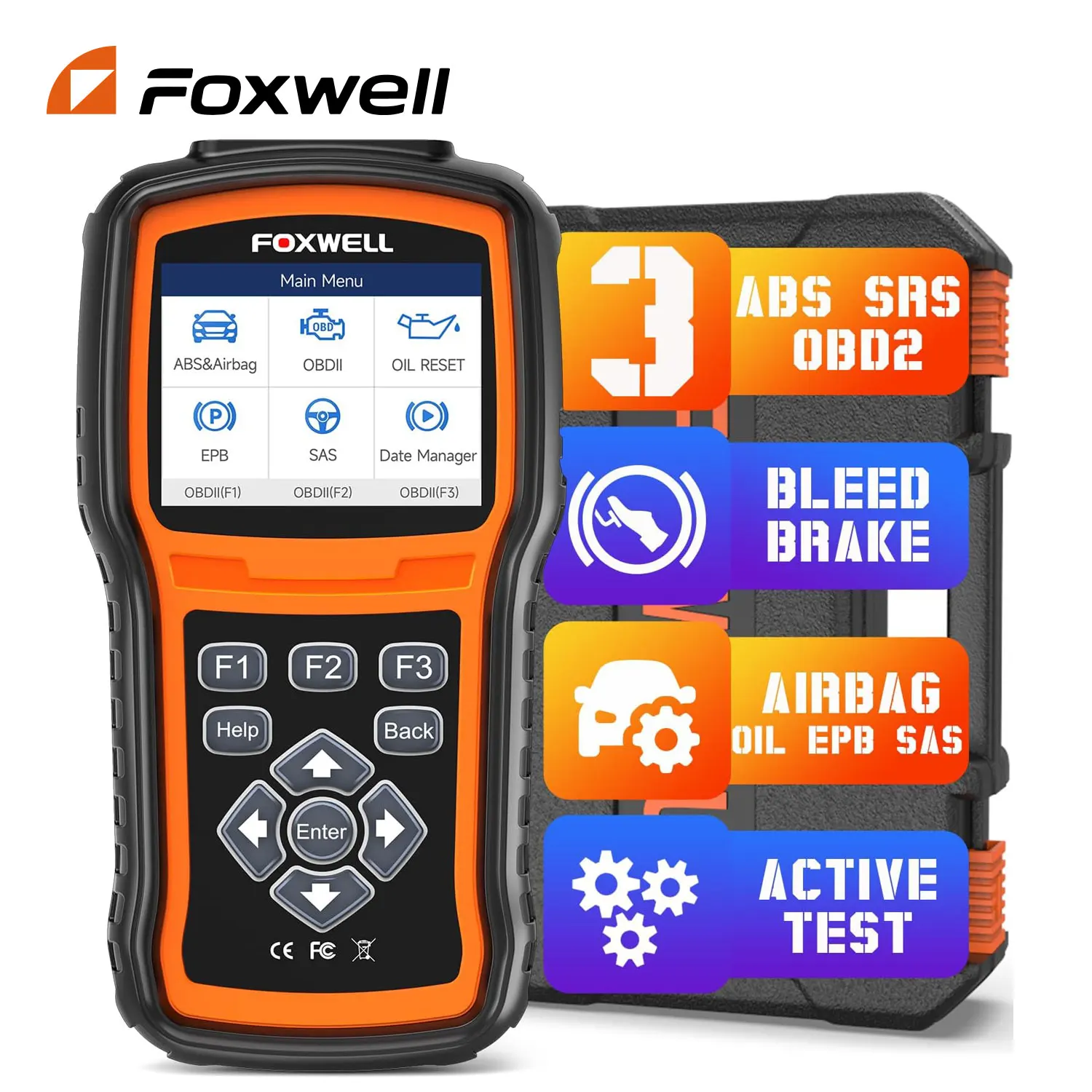 FOXWELL NT630 Plus ABS Bleeding Airbag Reset Tool with SAS Function Oil Reset EPB Service OBD2 Scanner Diagnostic Tool