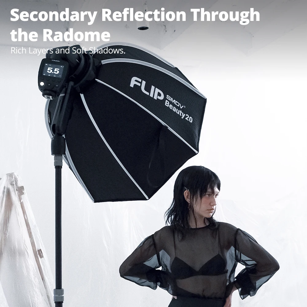 SMDV 플립 뷰티 20 24 빠른 탈착 파라볼릭 소프트박스 강력 반사 매트 박스 보웬스 엘린크롬 브론컬러 마운트 플래시용