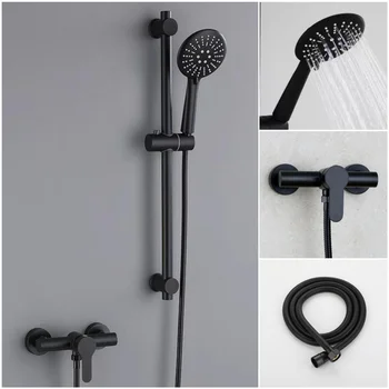 ระบบก๊อกน้ําชุด 304 สแตนเลสสตีล Wall Mount Mixer ก๊อกพร้อมหัวฝักบัวมือถือห้องน้ํา TAP Ducha อ่างอาบน้ํา 1