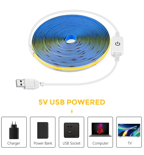 PAUTIX USB 5V LED Streifen Warmweiss 2M mit RF Fernbedienung