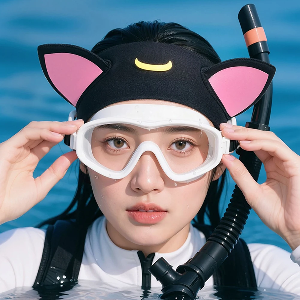 Cat Ears 3mm Neoprene Diving Headband Adjustable Hair Protection Band Cartoon Diving Hood Wetsuit Hood for Scuba Diving
