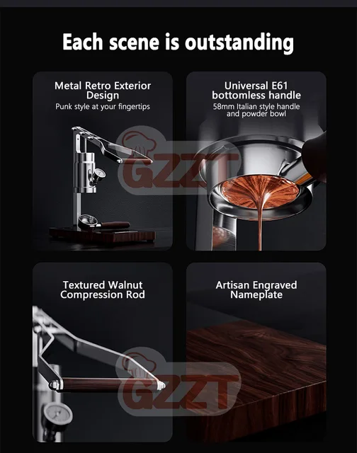 GZZT Hand Press Coffee Machine 9Bar Espresso Constant or Variable Pressure  Rod Coffee Machine with PID Temperature Adjustment