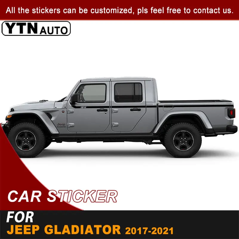 

For Jeep Gladiator 2017 2018 2019 2020 2021 Side Door Body Car Stickers 1941 Letter Styling Stripe Graphic Vinyl Car Decals
