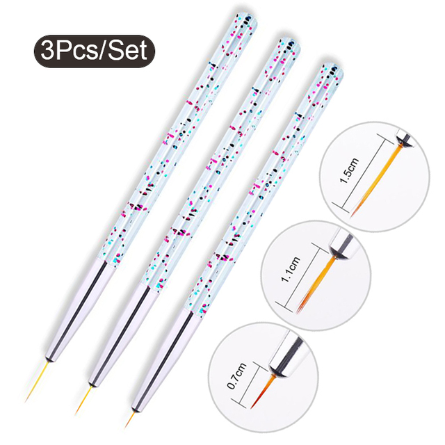 Acrylic French Stripe Nail Art Liner Brush Set 3D Tips Manicuring Ultra-thin Line Drawing Pen UV Gel Brushes Painting Tools