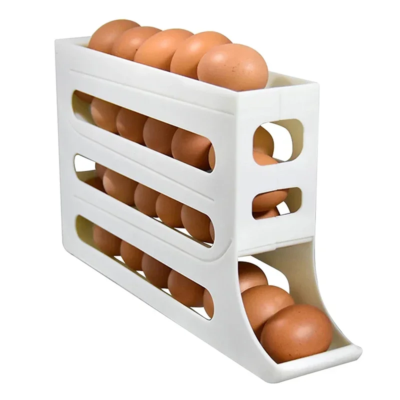 Egg Storage Box 4 Tier For Refrigerator Rolling Organizer Holder