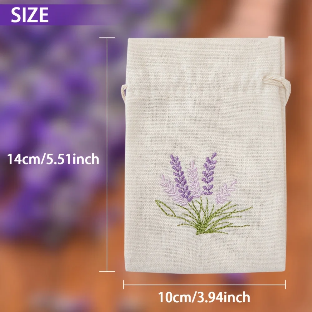 12pcs Lavender Embroidered Canvas Drawstring Bags | for Jewelry/Gifts/Party Favors | Ideal for Weddings/Birthdays/Holidays