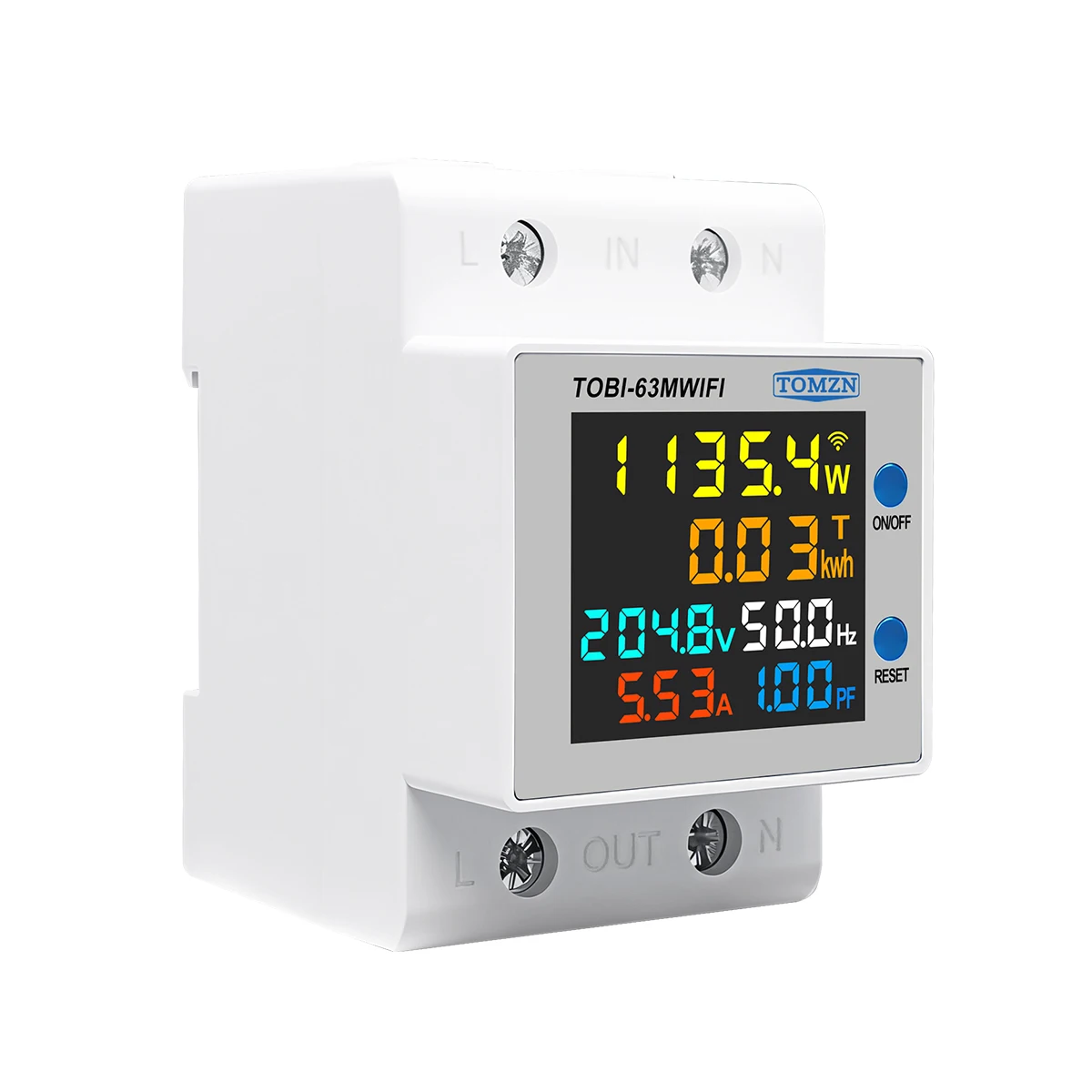 TOMZN TOBI-63MWIFI 6IN1 미터 WIFI 스마트 회로 차단기 전압 전류 전력 양방향 에너지 주파수 PF 85-265VAC 63A
