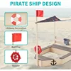 Sandbox with Cover Wooden Sandbox with Storage Bench Seat Sink Outdoor SandBox for Backyard Garden Sand Boxes Sandpit Light Wood 3
