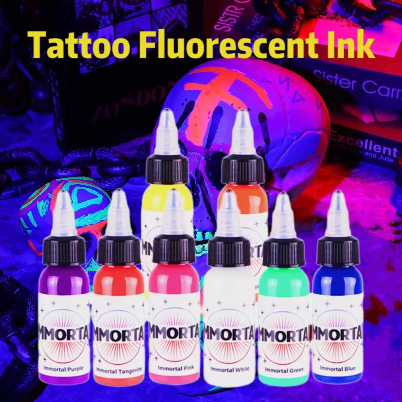 Fluorescent Tattoo Ink 8pcs for Body Art