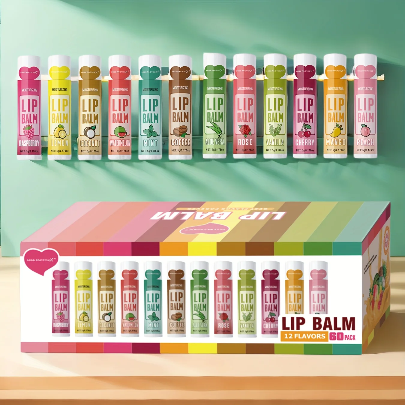 60PCS Moisturizing Lip Balm set 5g Deep Moisturizing and brightening Lip Color Gift for holiday parties 2